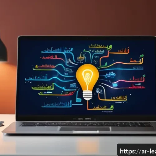 Home 33 마인드맵으로 복습 효율 높이기 - A vibrant and detailed digital mind map displayed on a modern laptop screen, showing interconnected ...