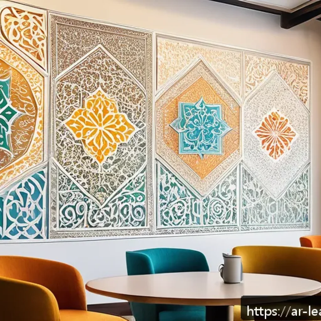 마인드맵과 디자인 사고 접목 방안 - A modern Arabic office workspace with a diverse Middle Eastern team collaboratively creating a color...