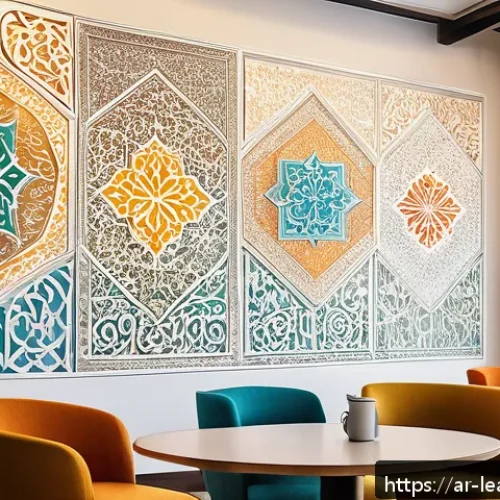 Home 31 마인드맵과 디자인 사고 접목 방안 - A modern Arabic office workspace with a diverse Middle Eastern team collaboratively creating a color...